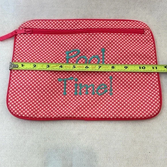 Thirty-One Pocket A Tote Zipper Utility Pouch Insert Coral Gingham Pool … - Picture 10 of 13